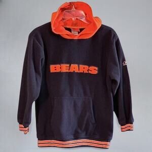 Vintage Reebok Chicago Bears Youth Hoodie M 10-12 Fleece Navy Orange NFL Pocket
